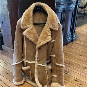 Men's Shearling Leather Coat - Tan
